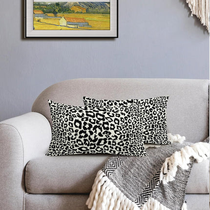 Lime Green White Leopard Print Pillow Covers 18x18 Inch Set of 2 Cheetah Animal Spots Decorative Throw Pillows For Couch Farmhouse Chinoiserie Pillow Cases Home Decor For Room Sofa Bed Porch Outdoor 12" x 20" Gray Leopard.