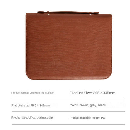 Zippered Portfolio Organizer, Leather Padfolio Binder, Professional Business Binder, Organizer for /Document (Brown).