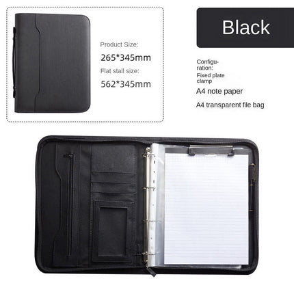 Zippered Portfolio Organizer, Leather Padfolio Binder, Professional Business Binder, Organizer for /Document (Brown).