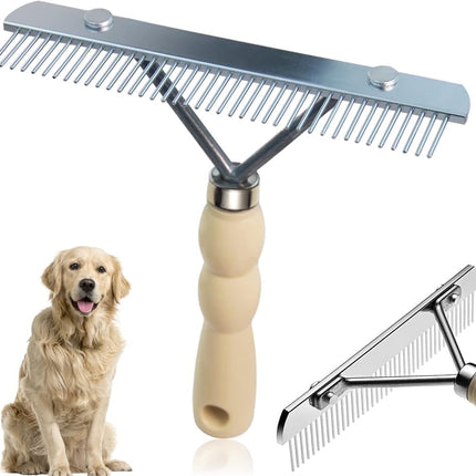 Tutuviw Undercoat Rake for Dogs for Grooming Large Dogs Grooming Brush Long Tooth Undercoat Dog Rake with Wood Handle Deshedding Tool Steel Comb Mane Brush Dog Deshedding Brush.