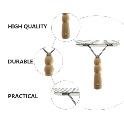 Tutuviw Undercoat Rake for Dogs for Grooming Large Dogs Grooming Brush Long Tooth Undercoat Dog Rake with Wood Handle Deshedding Tool Steel Comb Mane Brush Dog Deshedding Brush.