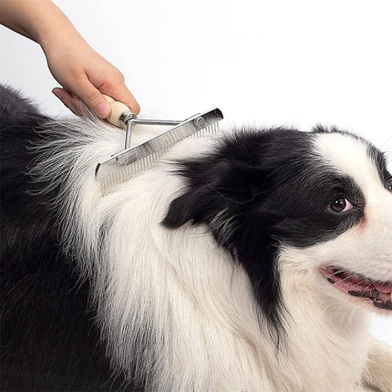 Tutuviw Undercoat Rake for Dogs for Grooming Large Dogs Grooming Brush Long Tooth Undercoat Dog Rake with Wood Handle Deshedding Tool Steel Comb Mane Brush Dog Deshedding Brush.