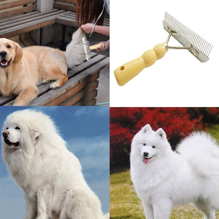 Tutuviw Undercoat Rake for Dogs for Grooming Large Dogs Grooming Brush Long Tooth Undercoat Dog Rake with Wood Handle Deshedding Tool Steel Comb Mane Brush Dog Deshedding Brush.