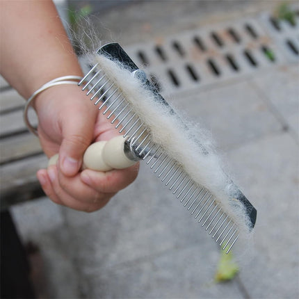 Tutuviw Undercoat Rake for Dogs for Grooming Large Dogs Grooming Brush Long Tooth Undercoat Dog Rake with Wood Handle Deshedding Tool Steel Comb Mane Brush Dog Deshedding Brush.