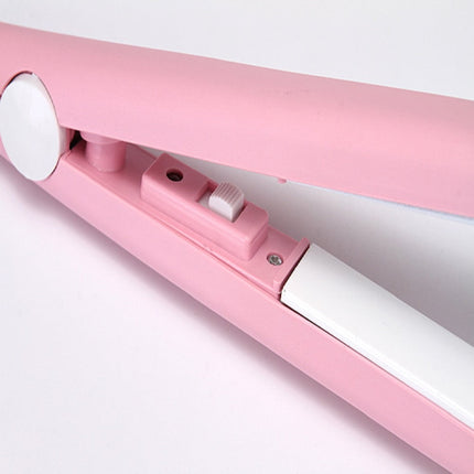 2 in 1 Hair Straightener Mini Hair Curler, Mini Hair Straightener Hairstyling Iron Heating Curler for Home or Salon Blue.