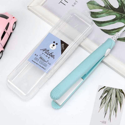 2 in 1 Hair Straightener Mini Hair Curler, Mini Hair Straightener Hairstyling Iron Heating Curler for Home or Salon Blue.