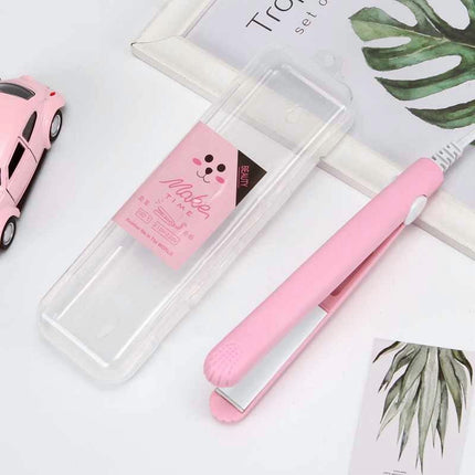 2 in 1 Hair Straightener Mini Hair Curler, Mini Hair Straightener Hairstyling Iron Heating Curler for Home or Salon Blue.