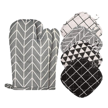 Poaug Oven Mitts on Sale Clearance 2Pc Oven Gloves Grill Gloves Slippery Cooking Gloves for Cooking Baking Grilling Yellow Grey.
