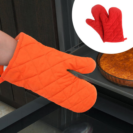 Poaug Oven Mitts on Sale Clearance 2Pc Oven Gloves Grill Gloves Slippery Cooking Gloves for Cooking Baking Grilling Yellow Red.