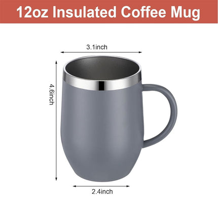 12oz Insulated Coffee Mug with Handle Stainless Steel Insulated Coffee Mug Double Wall Vacuum Travel Mug Tumbler Cup with Sliding Lid Travel Coffee Cup Thermal Cup Drak Pink.