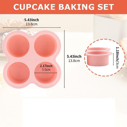 Tutuviw 2Pcs Reusable Silicone Air Fryer Egg Mold Cupcake and Muffin Pan Non-Stick Air Fryer Baking Pan 4 Cavity Silicone Muffin Pans Muffin Cups for Baking(Blue+Pink).