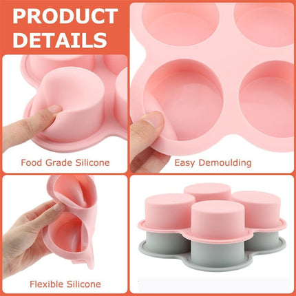 Tutuviw 2Pcs Reusable Silicone Air Fryer Egg Mold Cupcake and Muffin Pan Non-Stick Air Fryer Baking Pan 4 Cavity Silicone Muffin Pans Muffin Cups for Baking(Blue+Pink).