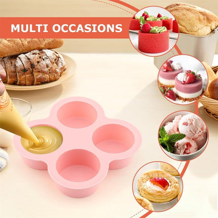 Tutuviw 2Pcs Reusable Silicone Air Fryer Egg Mold Cupcake and Muffin Pan Non-Stick Air Fryer Baking Pan 4 Cavity Silicone Muffin Pans Muffin Cups for Baking(Blue+Pink).
