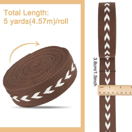 5 Yards Polycotton Jacquard Arrow Ribbon Clothes Accessories Olive 1-1/2 inch(38mm).
