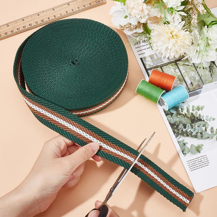 5 Yards Polycotton Jacquard Arrow Ribbon Clothes Accessories Olive 1-1/2 inch(38mm).