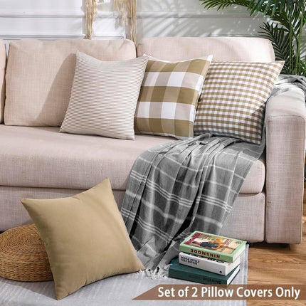 Light Blue Farmhouse Buffalo Plaid Pillow Covers 18x18 Set of 2 Patio Outdoor Decor Neutral Checkered Pillow Covers 18 x 18, Blue and White Gingham Plaid Gingham 18"x18", Set of 2 Burgundy.