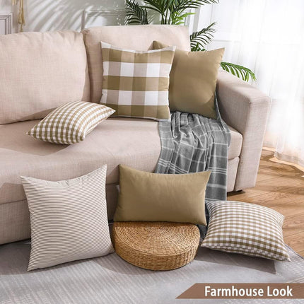 Light Blue Farmhouse Buffalo Plaid Pillow Covers 18x18 Set of 2 Patio Outdoor Decor Neutral Checkered Pillow Covers 18 x 18, Blue and White Gingham Plaid Gingham 18"x18", Set of 2 Greyish Green.