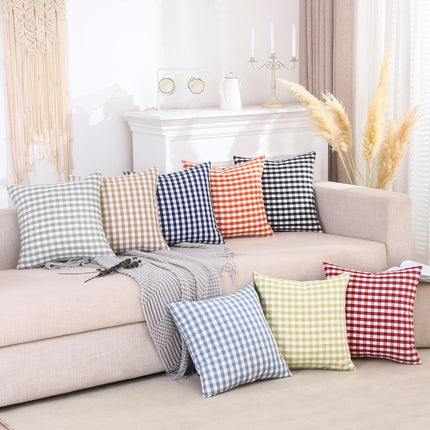 Light Blue Farmhouse Buffalo Plaid Pillow Covers 18x18 Set of 2 Patio Outdoor Decor Neutral Checkered Pillow Covers 18 x 18, Blue and White Gingham Plaid Gingham 18"x18", Set of 2 Greyish Green.
