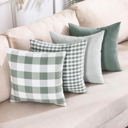 Light Blue Farmhouse Buffalo Plaid Pillow Covers 18x18 Set of 2 Patio Outdoor Decor Neutral Checkered Pillow Covers 18 x 18, Blue and White Gingham 18x18 Square Navy Blue.