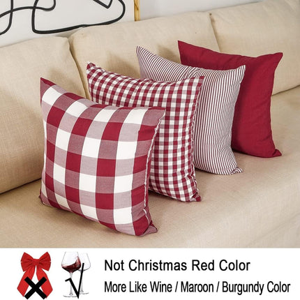 Light Blue Farmhouse Buffalo Plaid Pillow Covers 18x18 Set of 2 Patio Outdoor Decor Neutral Checkered Pillow Covers 18 x 18, Blue and White Gingham 18" x 18" Red.