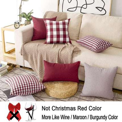 Light Blue Farmhouse Buffalo Plaid Pillow Covers 18x18 Set of 2 Patio Outdoor Decor Neutral Checkered Pillow Covers 18 x 18, Blue and White Gingham 18" x 18" Red.