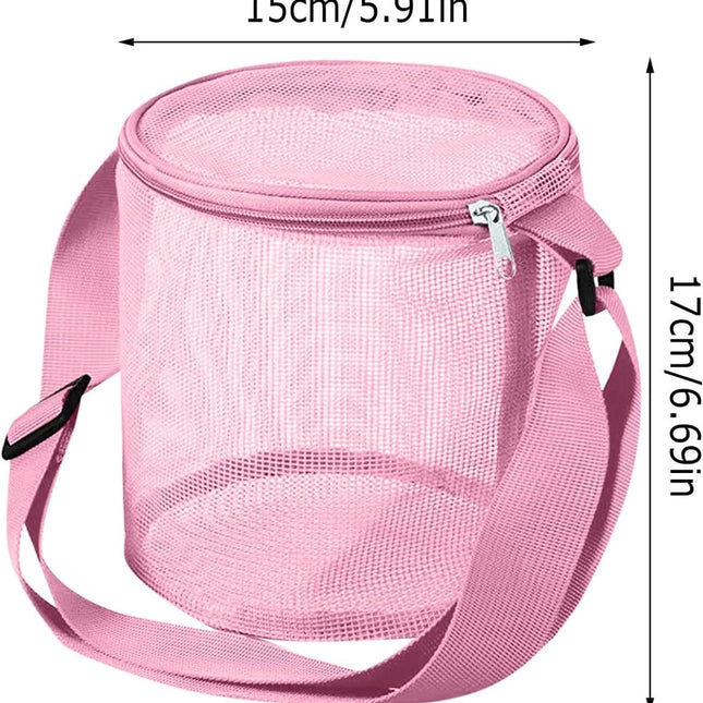 Tutuviw 4Pcs Large Capacity Collecting Bag Cylindrical Mesh Beach Bag Beach Mesh Bag Toys Seashell Backpack with Adjustable Carrying Straps And Zipper for Toys Storage, Random Color.