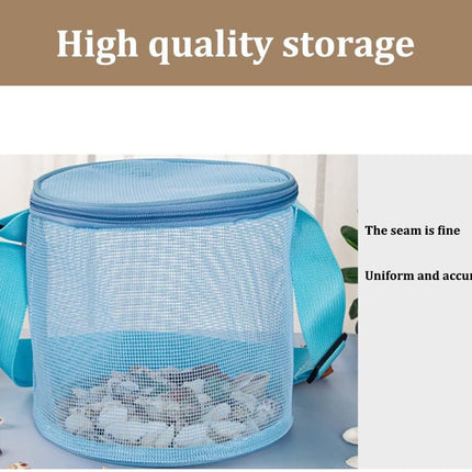 Tutuviw 4Pcs Large Capacity Collecting Bag Cylindrical Mesh Beach Bag Beach Mesh Bag Toys Seashell Backpack with Adjustable Carrying Straps And Zipper for Toys Storage, Random Color.