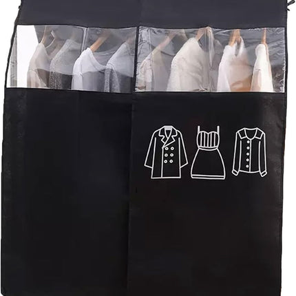 Tutuviw Black Clothing Rack Covers, Hanging Garment Bag Organizer Storage Cover Closet Storage Bottom Enclosed Garment Rack Cover Dustproof Protector.