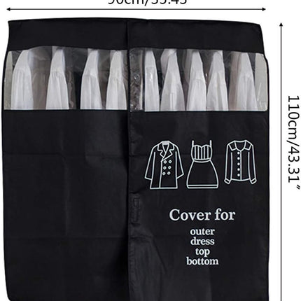 Tutuviw Black Clothing Rack Covers, Hanging Garment Bag Organizer Storage Cover Closet Storage Bottom Enclosed Garment Rack Cover Dustproof Protector.