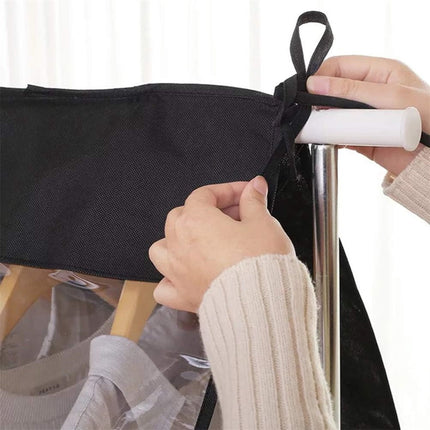 Tutuviw Black Clothing Rack Covers, Hanging Garment Bag Organizer Storage Cover Closet Storage Bottom Enclosed Garment Rack Cover Dustproof Protector.