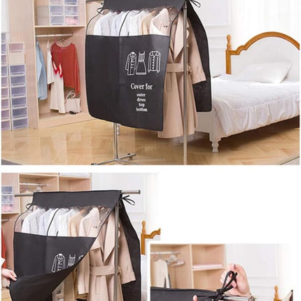 Tutuviw Black Clothing Rack Covers, Hanging Garment Bag Organizer Storage Cover Closet Storage Bottom Enclosed Garment Rack Cover Dustproof Protector.