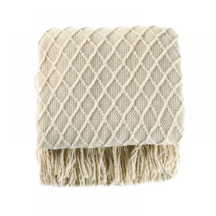 Throw Blanket for Couch 50 x 60 inches Knit Woven Blankets Cozy Lightweight Decorative Throw for Bed and Living Room Beige.