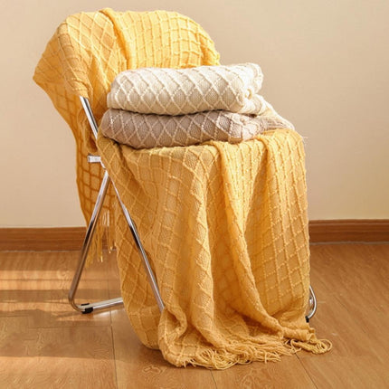 Throw Blanket for Couch 50 x 60 inches Knit Woven Blankets Cozy Lightweight Decorative Throw for Bed and Living Room,Beige Brick red.