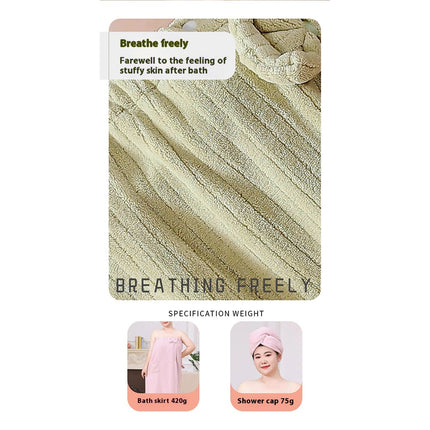 Bath Towel Wrap Women Plus Size - Adjustable Soft Microfiber Shower After Body Wraps with Hair Drying Towel Absorbent & Quick Drying for Gym Shower, Beach, Spa, Sauna Green.