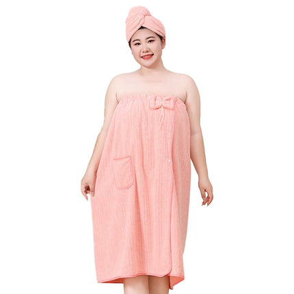 Bath Towel Wrap Women Plus Size - Adjustable Soft Microfiber Shower After Body Wraps with Hair Drying Towel Absorbent & Quick Drying for Gym Shower, Beach, Spa, Sauna Pink.