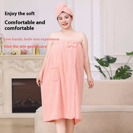 Bath Towel Wrap Women Plus Size - Adjustable Soft Microfiber Shower After Body Wraps with Hair Drying Towel Absorbent & Quick Drying for Gym Shower, Beach, Spa, Sauna Pink.