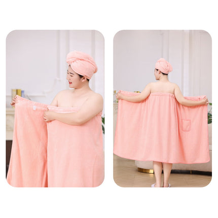 Bath Towel Wrap Women Plus Size - Adjustable Soft Microfiber Shower After Body Wraps with Hair Drying Towel Absorbent & Quick Drying for Gym Shower, Beach, Spa, Sauna Pink.