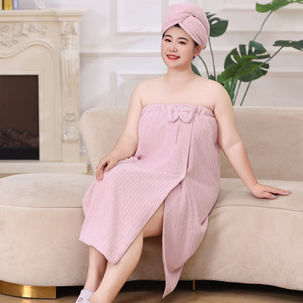 Bath Towel Wrap Women Plus Size - Adjustable Soft Microfiber Shower After Body Wraps with Hair Drying Towel Absorbent & Quick Drying for Gym Shower, Beach, Spa, Sauna Pink.