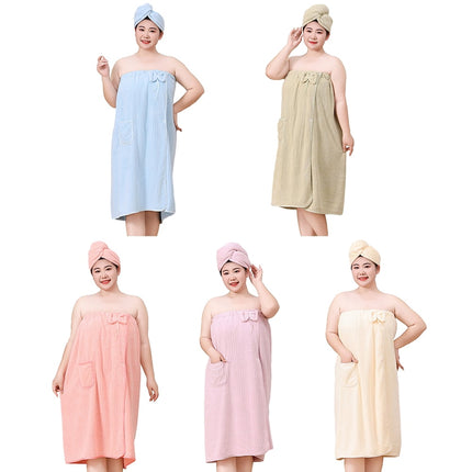 Bath Towel Wrap Women Plus Size - Adjustable Soft Microfiber Shower After Body Wraps with Hair Drying Towel Absorbent & Quick Drying for Gym Shower, Beach, Spa, Sauna Pink.