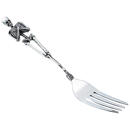 Darzheoy Stainless Steel Skeleton Skull Spoon and Fork Flatware Tableware Gifts for Halloween Easter and Christmas (Spoon) B.