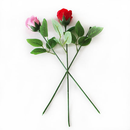HOOWIFFY 30 Pcs Green Rose Stems with Leaves Floral Wire for Flower Arrangement and Craft Decoration.