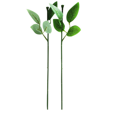 HOOWIFFY 30 Pcs Green Rose Stems with Leaves Floral Wire for Flower Arrangement and Craft Decoration.