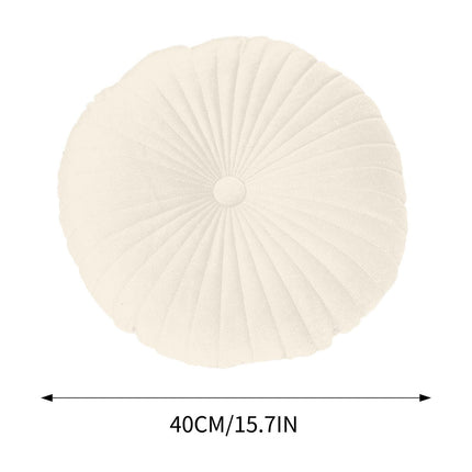 Darzheoy Round Throw Pillow 15.7 inch Decorative Round Velvet Floor Pillows Small Pumpkin Throw Pillow Cushion for Living Room Sofa Bed, Gray Beige.