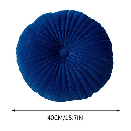 Darzheoy Round Throw Pillow 15.7 inch Decorative Round Velvet Floor Pillows Small Pumpkin Throw Pillow Cushion for Living Room Sofa Bed, Gray Blue.