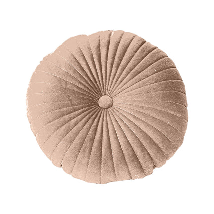 Darzheoy Round Throw Pillow 15.7 inch Decorative Round Velvet Floor Pillows Small Pumpkin Throw Pillow Cushion for Living Room Sofa Bed, Gray Coffee.