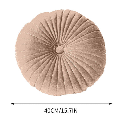 Darzheoy Round Throw Pillow 15.7 inch Decorative Round Velvet Floor Pillows Small Pumpkin Throw Pillow Cushion for Living Room Sofa Bed, Gray Coffee.