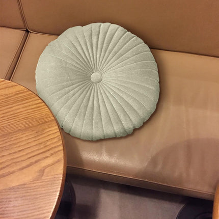 Darzheoy Round Throw Pillow 15.7 inch Decorative Round Velvet Floor Pillows Small Pumpkin Throw Pillow Cushion for Living Room Sofa Bed, Gray Green.