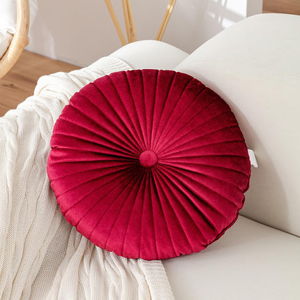 Darzheoy Round Throw Pillow 15.7 inch Decorative Round Velvet Floor Pillows Small Pumpkin Throw Pillow Cushion for Living Room Sofa Bed, Gray Red.