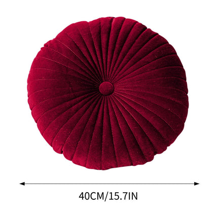 Darzheoy Round Throw Pillow 15.7 inch Decorative Round Velvet Floor Pillows Small Pumpkin Throw Pillow Cushion for Living Room Sofa Bed, Gray Red.