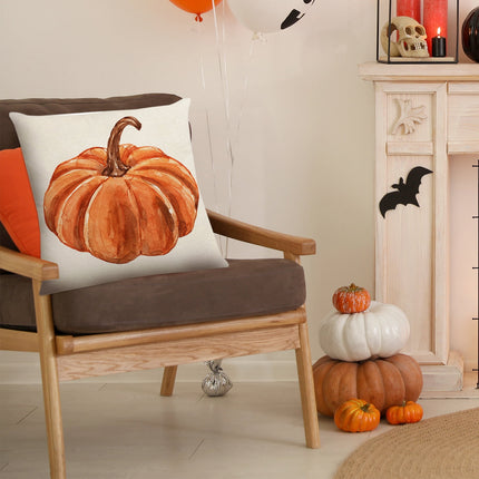 Darzheoy Fall Pillow Covers 18 x 18 inch Pumpkin Maple leaves Throw Pillow Covers Outdoor Autumn Thanksgiving Harvest Farmhouse Pillowcase Cushion Case for Home Sofa Fall Decor A.